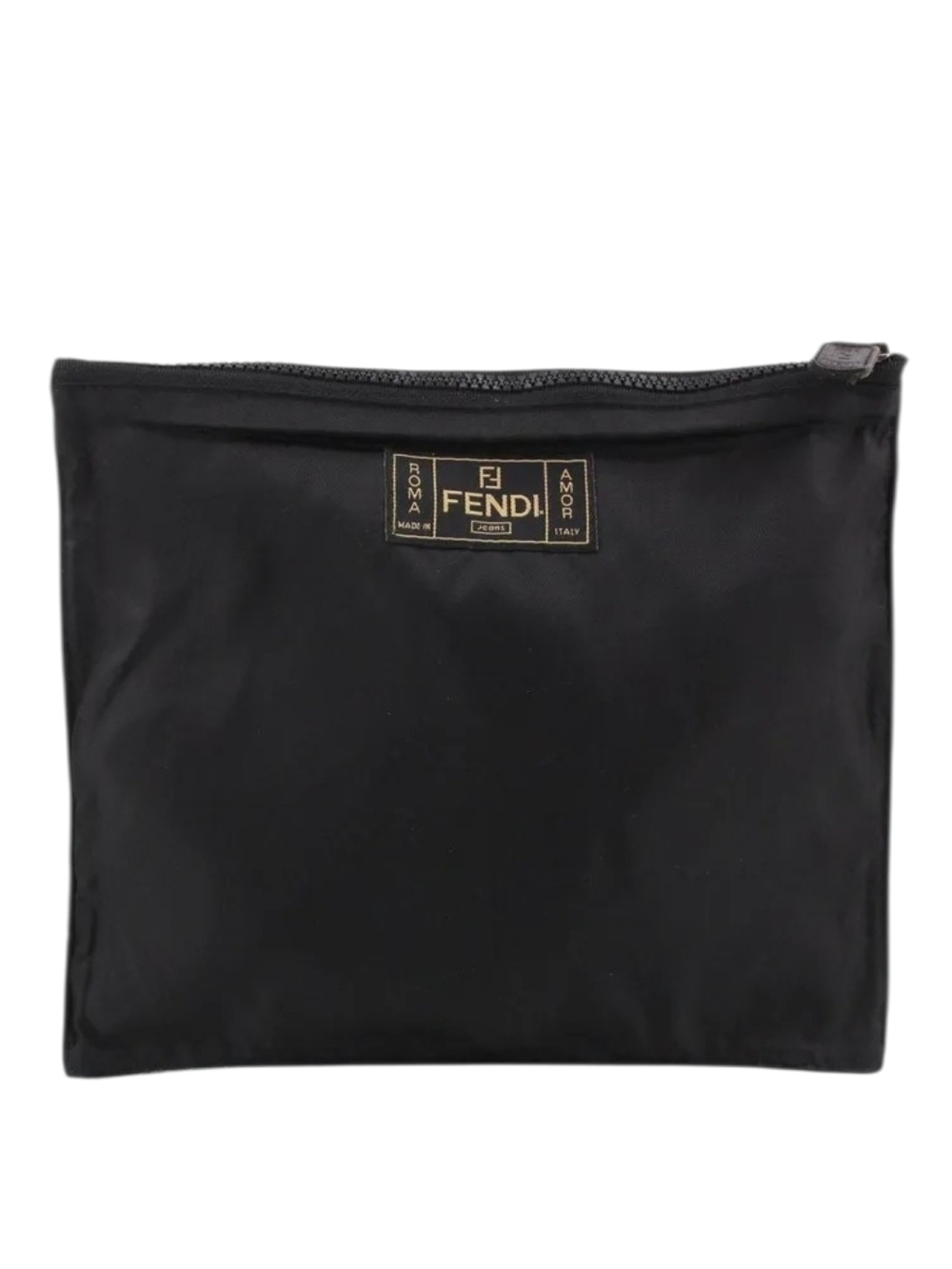 Authentic Fendi Black Canvas Pochette - Black With COA